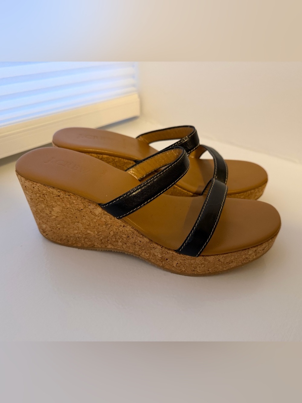 JCREW Women’s Dark Brown Strap Cork Wedge Sandals
